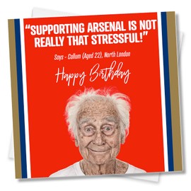 Punkcards - Arsenal Birthday Card, Funny Football Birthday Card, Arsenal FC Funny Card, Arsenal Birthday Cards for Men