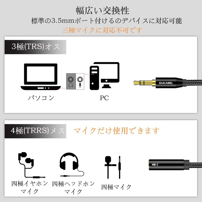 DuKabel TRRS-TRS Microphone Conversion Adapter, Microphone Conversion Cable, 4 Poles,
