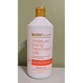 Raw Sugar 2X Raw Sugar Moisture Loving Hand Wash, Watermelon & Mint - Refill, 34 Fl Oz 1 L