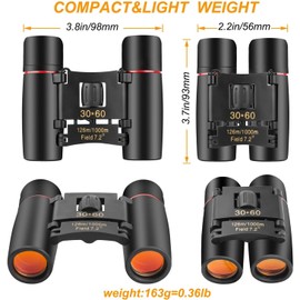 BWEISSTH Small Compact Binoculars for Adults Kids, 30x60 Mini Binocular for Traveling Sightseeing Birds Watching, Night Vision Binoculars for Concert Theater Opera,Lightweight Pocket Folding