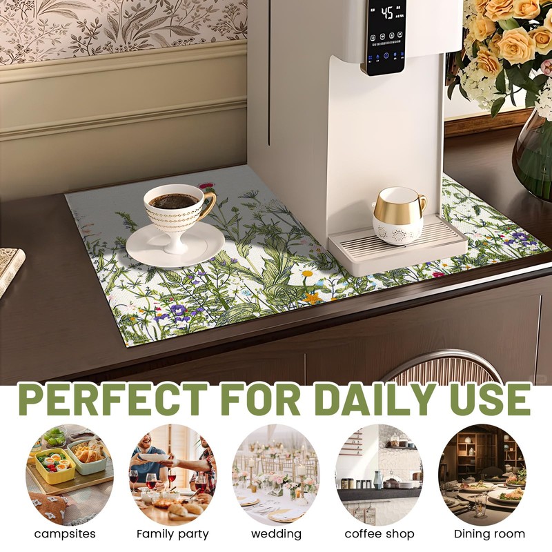 Coffee Bar Mat, Coffee Placemats Set of 2, Linen Coffee