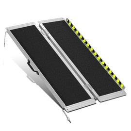DNA MOTORING 4FT Portable Wheelchair Ramp, Non-Skid Aluminum Handicap Ramps with Handle, Hold Up to 800Lbs, Threshold Ramp for Home Steps, Scooter Ramp, Doorways, Black, ZTL-WCRAMP-4FT-B