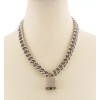 VERA Silver Cuban Chain Choker Style Necklace With Real Pad