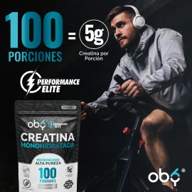 Creatina Monohidratada Micronizada Pura Polvo 500g - Oby Creatina 100 porciones Sin sabor