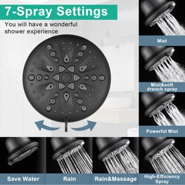 Cobbe High Pressure 7-mode Filtered Shower Head - Luxury Modern Black Look - Shower Head with Filters, 16 Stage Shower Head Filter for Hard Water for Remove Chlorine and Harmful Substances