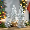 Gerson 2485310 Set of 3 Resin White Glitter Trees 9.45"