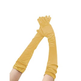 Allegra K Women's Long Gloves 1920S Evening Party Full Finger Mittens Elegant Opera Glove Gold One Size