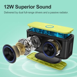 DOSS Bluetooth Lautsprecher, SoundBox Musikbox, mit Bluetooth 5.0, Dualen Bass-Treibern, 20H Spielzeit,Touch Control, IPX5 Wasserdicht, Bluetooth Box für Handy, zuhause, Garten, Reise - Gelb
