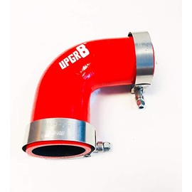 Upgr8 - Acoplador de codo universal de 4 capas de alto rendimiento de 51 mm y 90 grados de manguera de silicona + abrazadera de perno en T (5 cm rojo)
