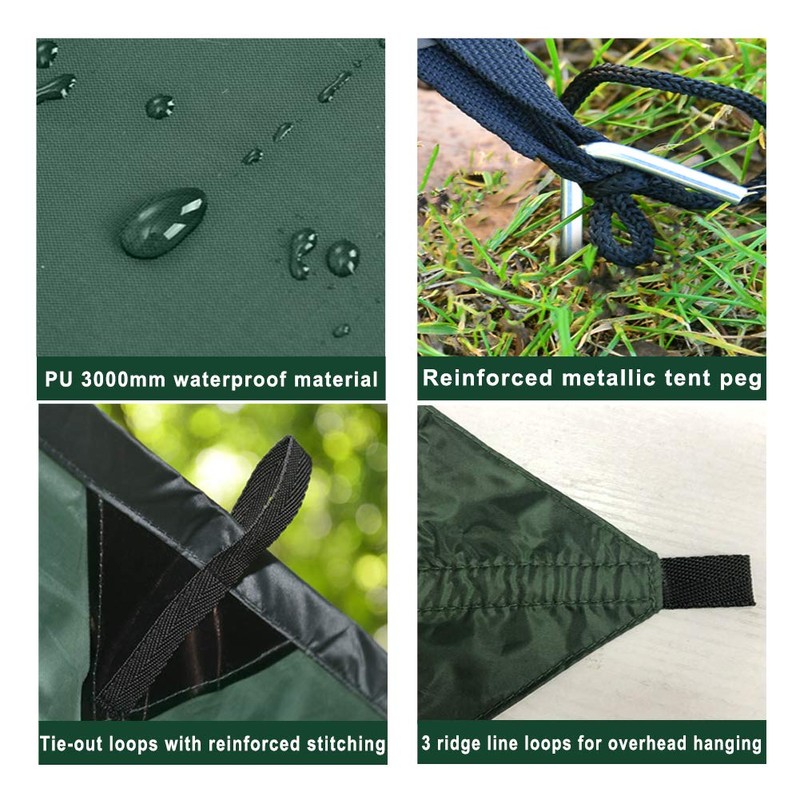 KALINCO Waterproof Camping Tarp Tent Hammock Rain Fly, 10X10FT/10X15FT, Mutifunctional