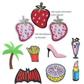 Iron-On Patches, Pack of 34 Sew-On Patches, Embroidered Patches, Bright Colours, for Hat, Jeans, Jackets, DIY