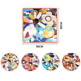 HENGBIRD 4-Piece Set Women's Silk Scarf – 90 x 90 cm Headscarf, Bandana, Hair Scarf, Summer Square Scarves, Stylish Satin Headscarf, Hair Accessories, Elegant Silk Scarf Headscarves, orange