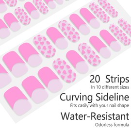 LabTabBa Semi Cured Gel Nail Strips 20pcs Glaze Semi Cured Gel Nail Stickers Salon Quality DIY Nail Stickers with Glossy Gel Finishing Easy Press on Nail Wraps Work with Any Nail Lamp