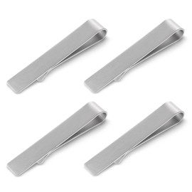 Bewudy 4 Pcs Stainless Steel Tie Clips, Tie Clips for Men’s Regular Ties, Tie bar & Pins Set for Necktie in Silver, Classic Tie Clips for Wedding Anniversary Valentine's Day Christmas Party Daily Wear