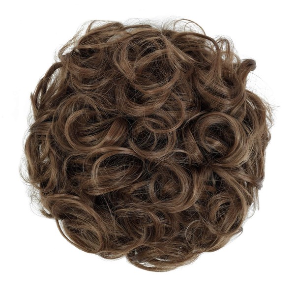 REOU Short Mess Curly Dish Bun Hair Extension Scrunchy Bun
