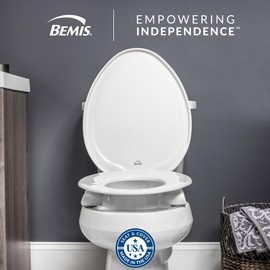 Bemis Assurance 3" Raised Toilet Seat for Seniors, Made in USA, Secure Hinges, Clean Shield Guard, Round, White