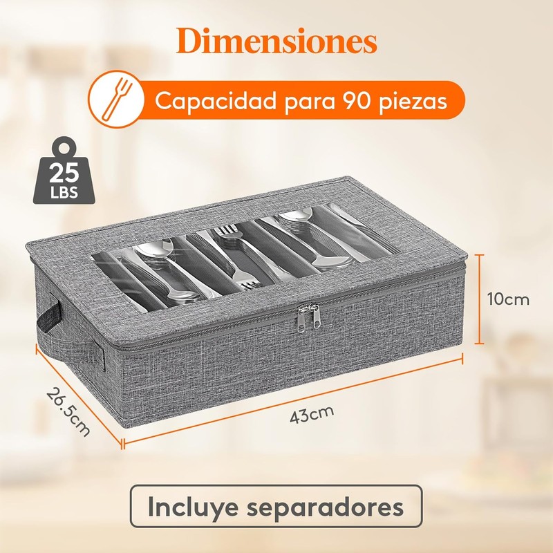 Lifewit - Caja de almacenamiento de cubiertos cubiertos con tapa