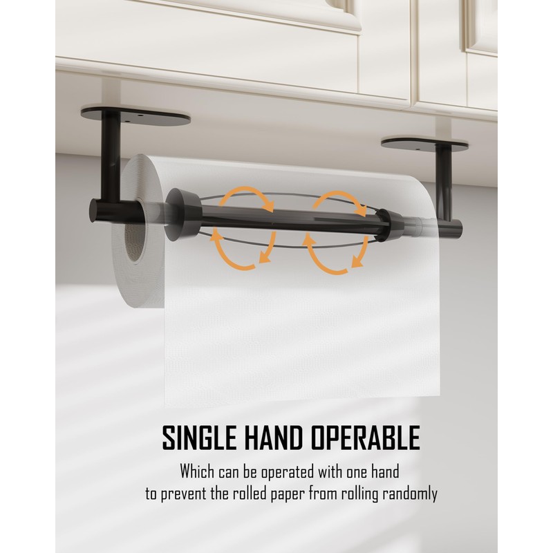 BATHDANCE Paper Towel Holder Under Cabinet, Single Hand Operable Roll