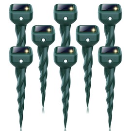 Mole Repellent Solar Powered, 8 Pack Snake & Skunk Repellent for Yard, IP 65 Waterproof Ultrasonic Deterrent Stakes, Get Rid of Rabbit, Gopher, Vole, Chipmunk, Deer, Groundhog for Lawns Garden
