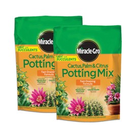 Miracle-GRO Cactus, Palm and Citrus Potting Mix, for Indoor or Outdoor Potted Plants, Great for Succulents, 8 qt., 2-Pack