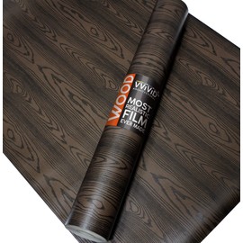 VViViD Chocolate Brown Ash Wood Natural Texture Architectural Vinyl Sheet Film Roll (48 Inch x 6.5ft Large Roll)