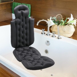 Fenteer Bath Pillow Adult Bathing Mat Bathtub Accessories Bath Tub Pillow Breathable Folding Full Body Bath Pillow Head Rest Pillow, Black