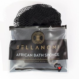 Bellanomi Esponja Exfoliante Africana Auténtica Origen Ético Nigeria 114 Largo Uso Diario Negra