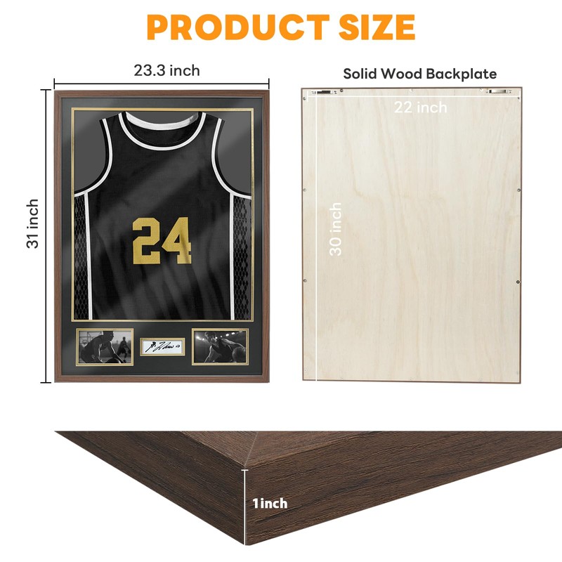 ASmileIndeep Jersey Frame Display Case, Large Shadow Box with 98%