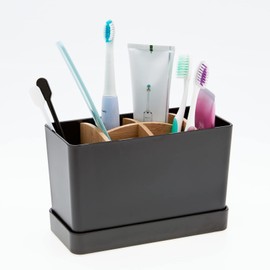 Electric Toothbrush Holders for Bathrooms Organizer Counter Tooth Brushing Storage and Toothpaste Holder Caddy Porta Cepillos De Dientes(Large Black)