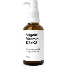 Vilgain Vitamin D3+K2 Drops – Vegan Liquid Formula for Bone Health & Immunity Support, High Absorption with MCT Oil, 150 Doses