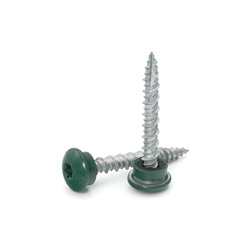 Low Profile Mechanical Galvanized Roofing Screws Green Finish - #10