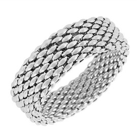 My Daily Styles - Treasure Bangle - Stretch Bracelets for Women - Chunky Mesh Bracelet - Stainless Steel Women's Bangle Bracelet - Beautiful White Gold Tone - Wide Stretch Bracelet