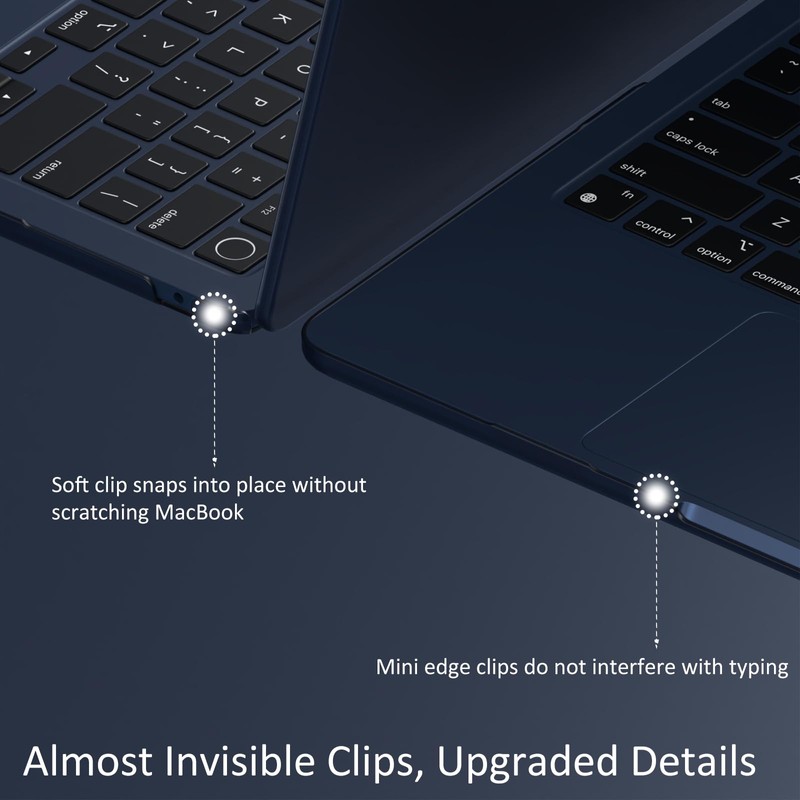 KEROM Midnight Case for MacBook Air 13 inch 2024-2022, MacBook
