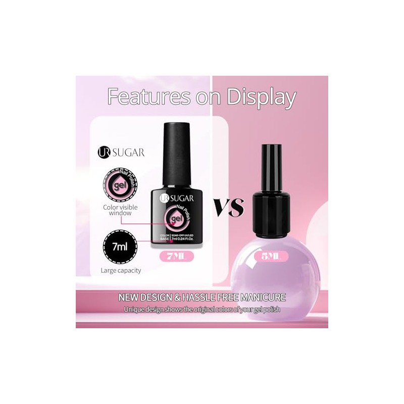 UR SUGAR UV Nagellack Rosa Glitzer, Schellack Nagellack Rosa Gel