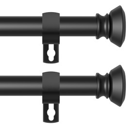 Black Curtain Rods for Windows 30 to 60 Inch, 2 Pack 5/8 Inch Diameter Adjustable Curtain Rod Set, Decorative Curtain Rods With Brackets for Bedroom, Outdoor, Living Room