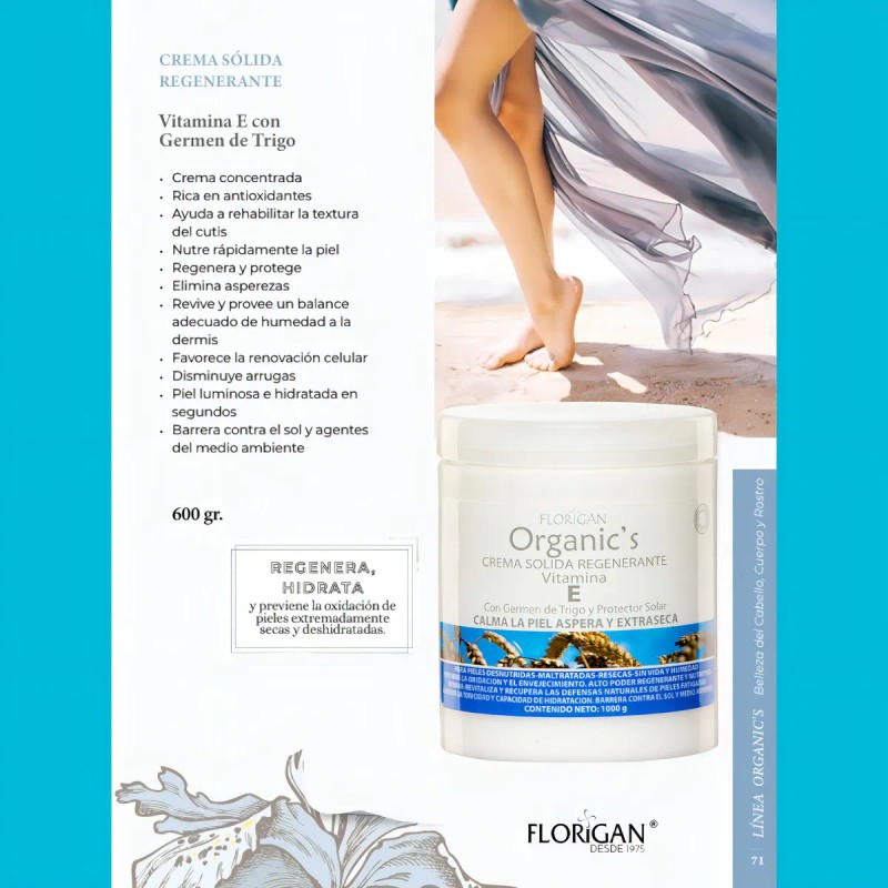 Crema Sólida Regenerante Vitamina E 600grs. Florigan