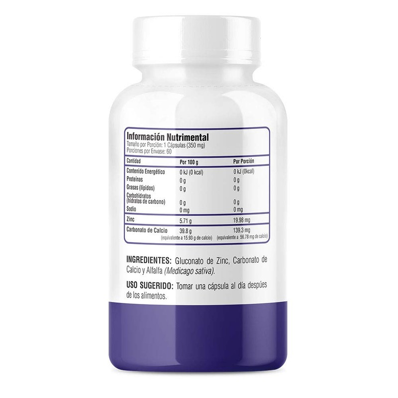 Zinc 60 Cápsulas - Gluconato de Zinc - Greenside