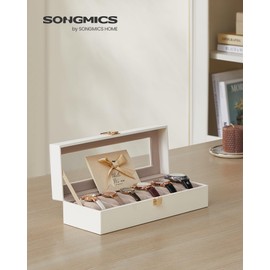 SONGMICS JWB006W01 Watch Case, 6 Pieces, PU Watch Storage, Collection Case, Transparent Window, Watch Box, Accessory Storage, Stylish, Father's Day Gift, Men's, Women's, Birthday Celebration Gift,