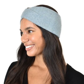 C.C Stretchy Cozy Eco-Friendly Recycled Yarn Ear Warmer Headband Headwrap, Cashmere Blend Steel Blue