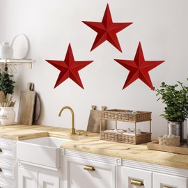 JJPCHNN Handcrafts Metal Stars Wall Decor Rustic Country Primitive Star Outdoor Decor,Metal Stars for Wall Indoor Outdoor Art Wall Ornament,Outdoor Decoration 11.8 inches (Red)