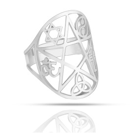 Only faith Witch Knot Ring for Women Adjustable Stainless Steel Triskele Talisman Celtic Magic Protection Adjustable Stainless Steel Not Applicable, Stainless Steel, Not applicable.