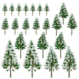 Yetaha 22PCS Artificial Trees, Mixed Scale Model Trees, Snow Frost Trees, 5cm,7cm, 8.5cm,10cm, 12.5cm, 15cm for Micro Train Landscape Railway Sand Table Christmas Party and Home Holiday Decoration