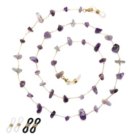 ERNAULO Glasses Chain for Women Eye Glasses Holders Around Neck Natural Crystal Eyeglasses Strap Sunglass Chains for Women EC-Amethyst