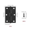 MABAHON 3 Pcs Square Corner Door Hinges, Black, Metal, Painted,