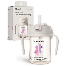 MOYUUM Korean Made Leak Proof Sippy Cup with Handle, PPSU Straw Cup, 6oz Gray
