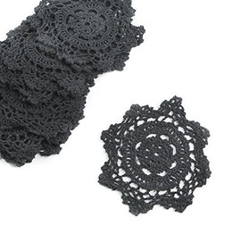 Factory Direct Craft 6" Black Round Cotton Hand Crocheted Lace Doilies, Set of 12