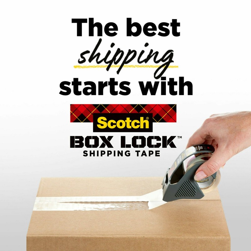 Scotch Box Lock Packaging Tape, 1 Roll with Dispenser, 1.88