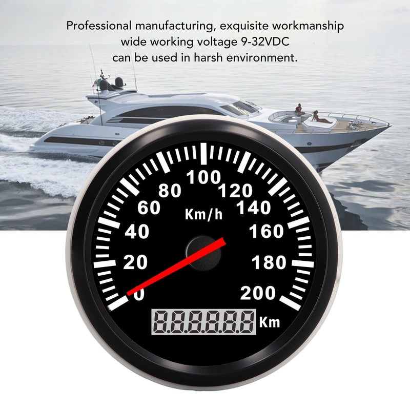 Trisar GPS Speedometer, 85mm/3.35in, IP67 Waterproof, Red Backlight for Yacht,