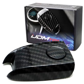 iJDMTOY Gloss Black Carbon Pattern Rear Key Fob Shell Cover, Compatible With Alfa Romeo Giulia Stelvio Smart Key Fob