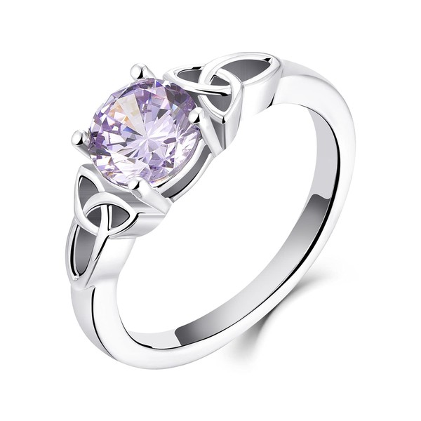 YL Celtic Ring 925 Sterling Silver 12 Birthstone Cubic Zirconia